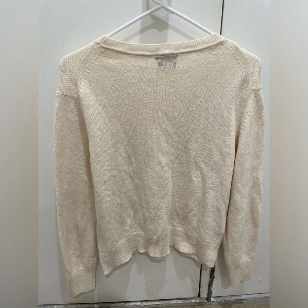 Massimo Dutti 100% Cotton Cream Crew Neck Sweater